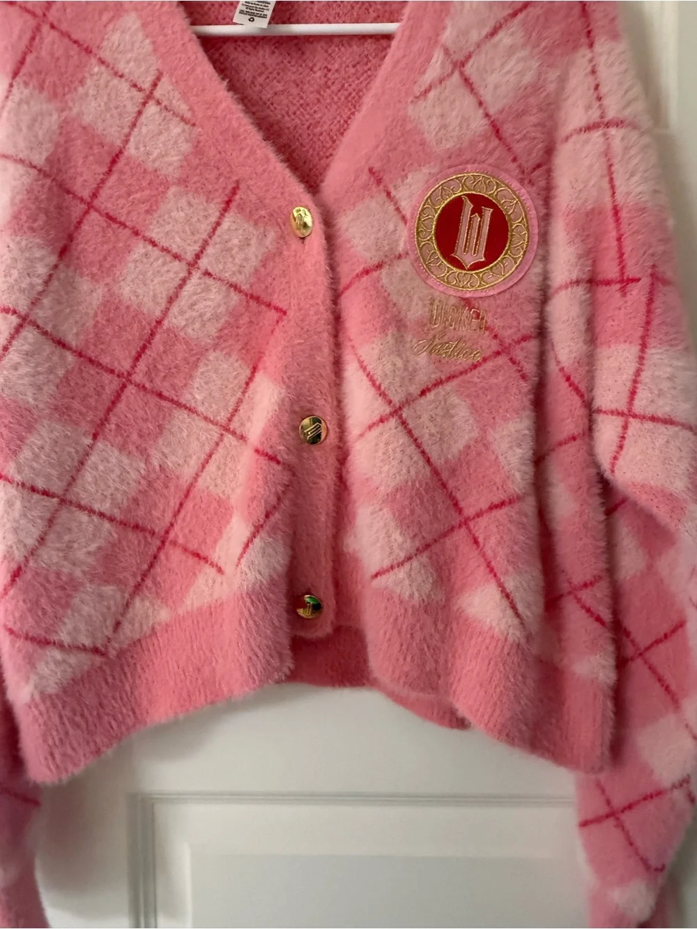 Wicked x Justice Pink Argyle Cardigan Kids XL (16/18)